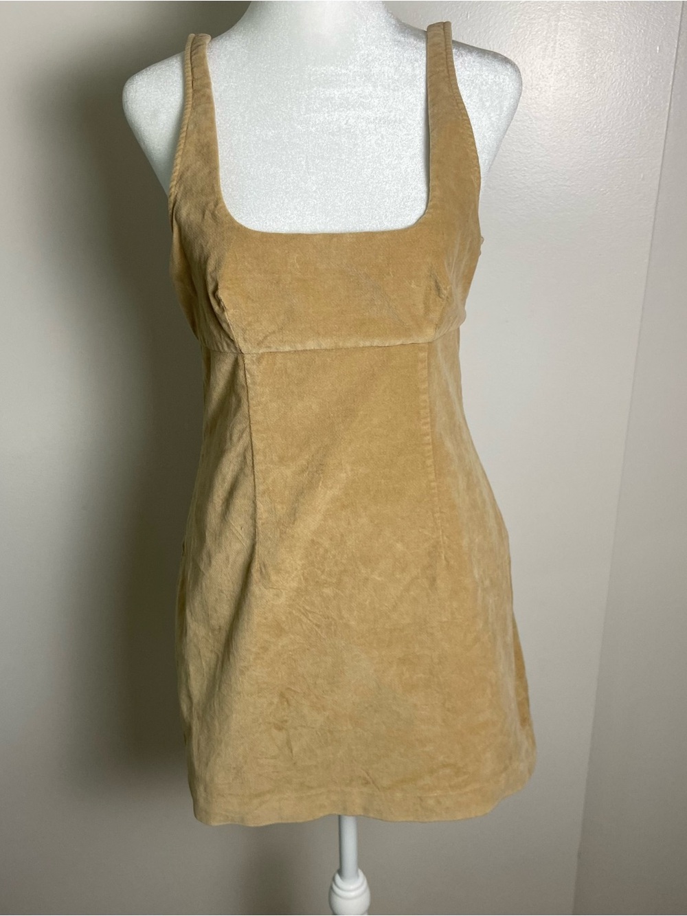 Urban Outfitters Tan Suede Mini Dress with Square Neck